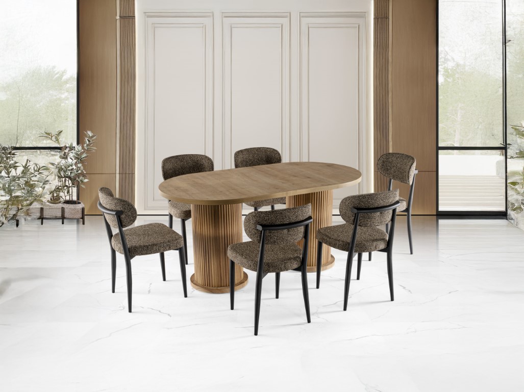 26-621 Bohem 6 Sandalyeli % 100 MDF Masa Atlantik Çam