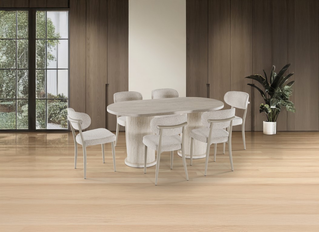 26-620 Bohem 6 Sandalyeli % 100 MDF Masa Traverten