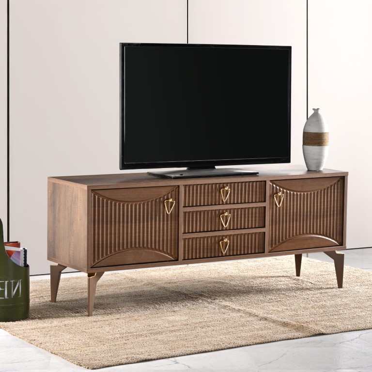 26-587 Aslan 3 Çekmeceli Tv Sehpası Ceviz
