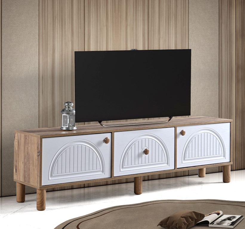 26-566 Aslan Bohem 180‘lik Tv Sehpası Atlantik Çam - Beyaz