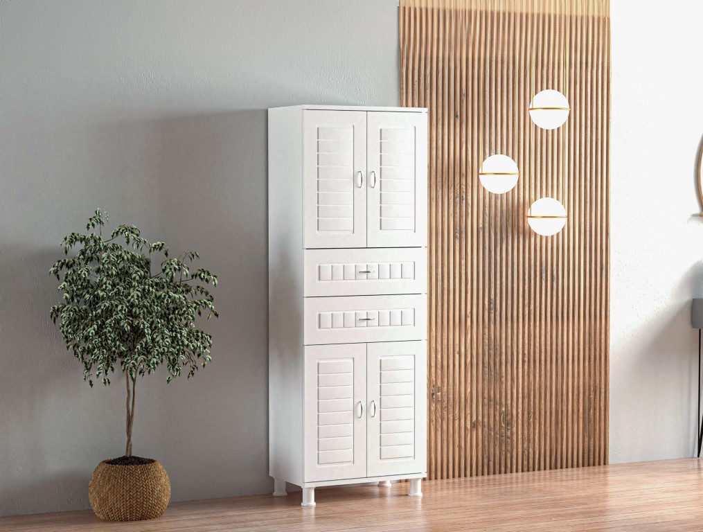 26-508 Çift Çekmeceli Beyaz Banyo Dolabı