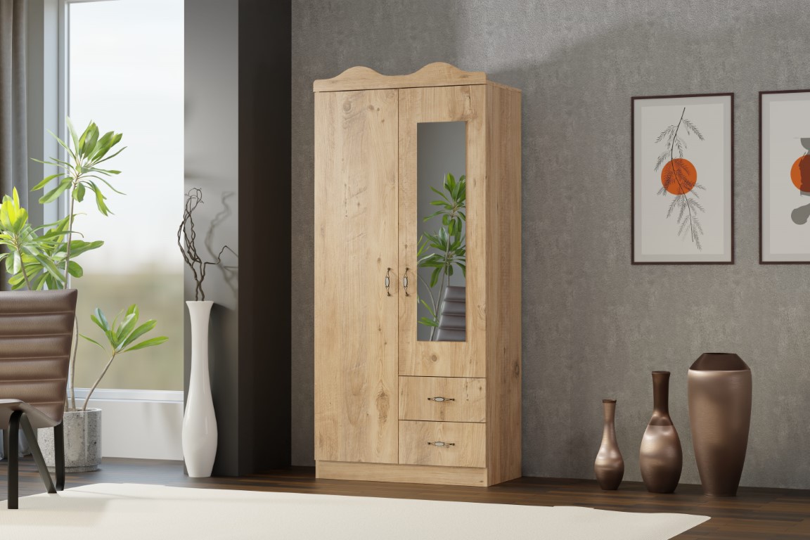 26-442 Taçlı 2 Kapılı Dolap atlantik çam