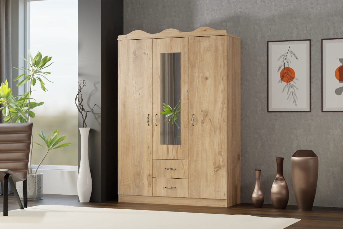 26-439 Taçlı 3 Kapılı Dolap atlantik çam