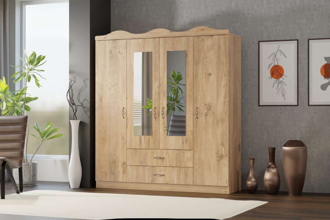 26-436 Taçlı 4 Kapılı Dolap atlantik çam