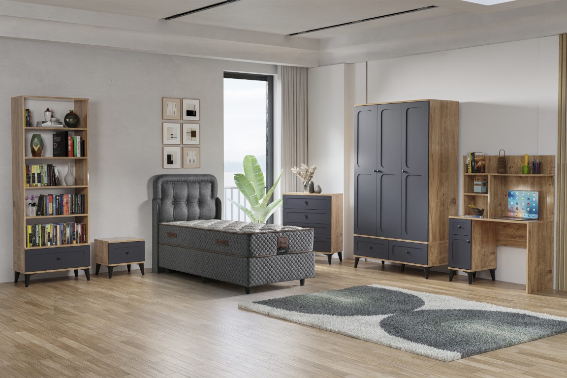 26-297 carina vintage genç odası takımı atlantik çam - antrasit